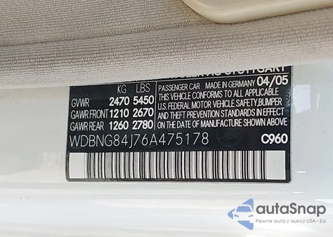 2006 Mercedes-Benz S 500 4Matic from USA, damaged, VIN WDBNG84J76A475178